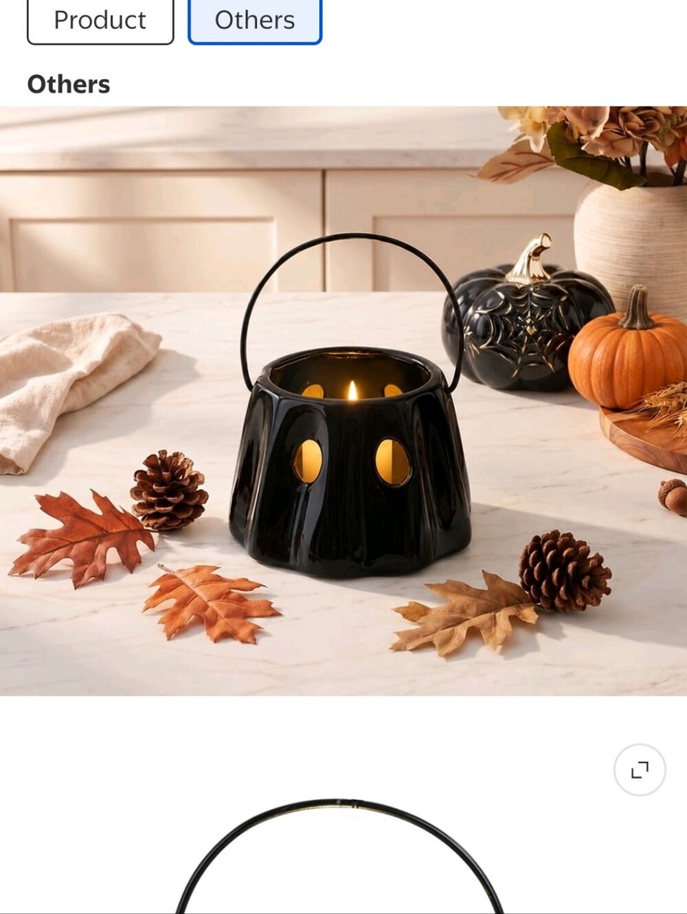 Black Ceramic Halloween Lantern Candle Holder - Unbranded